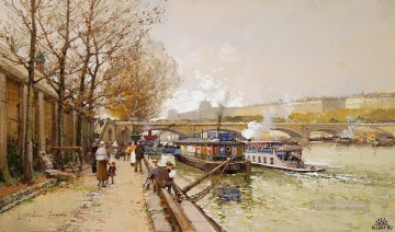 パリ Painting - セーヌ川沿い ウジェーヌ・ガリアン・パリ